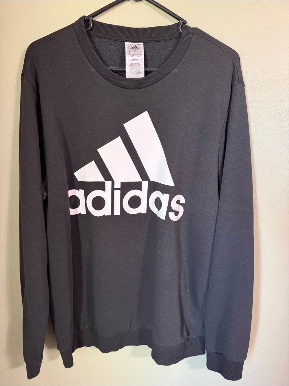 adidas Black Crewneck Sweatshirt with White Trefoil Logo